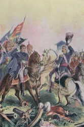 De ontmoeting van de Hertog van Wellington en Veldmaarschalk Blucher na de Slag bij Waterloo, 1815